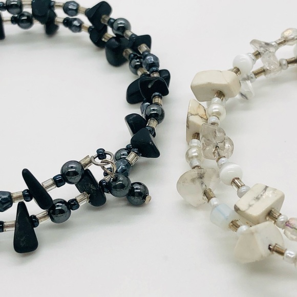 Vintage Black & White Howlite Hematite Jewelry - Picture 10 of 13